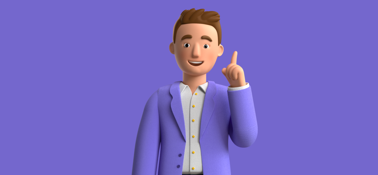 Mees met vinger omhoog