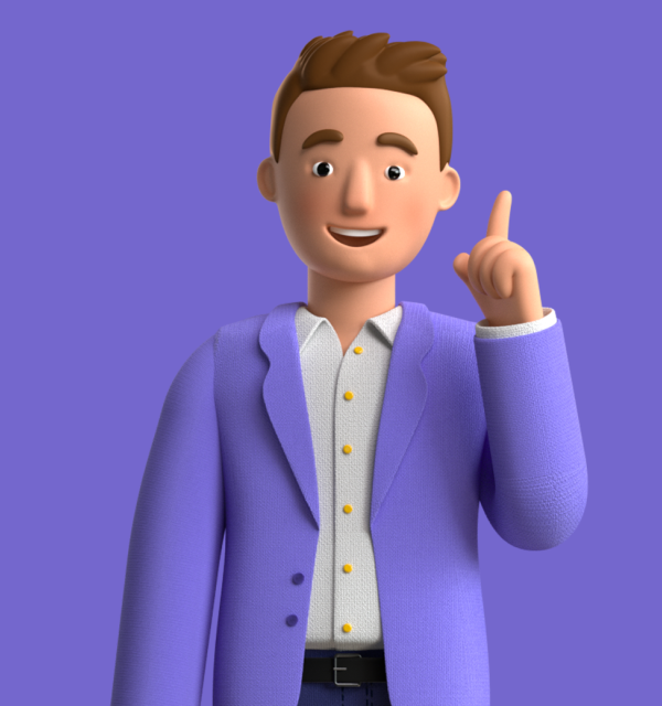 Mees met vinger omhoog