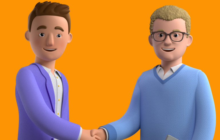 Mees en wagenparkbeheerder schudden hand