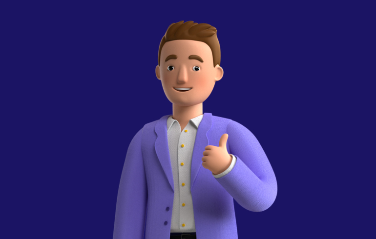 Mees steekt zijn duim op