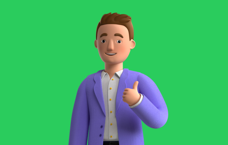 Mees steekt zijn duim op