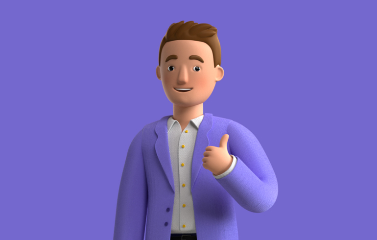 Mees steekt zijn duim op