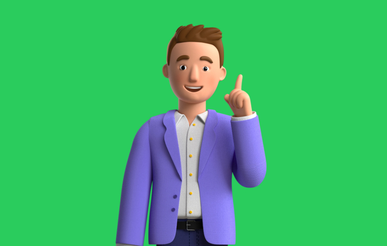 Mees steekt zijn vinger op
