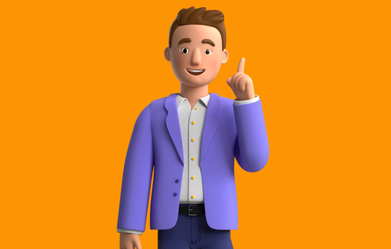 Mees steekt zijn vinger op