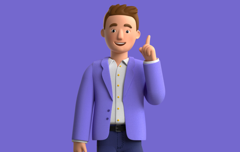 Mees steekt zijn vinger op