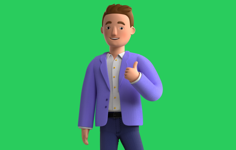Mees met een duim